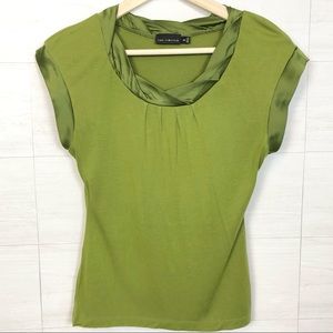 The Limited Satin Trim Olive Green T-Shirt Sz XS